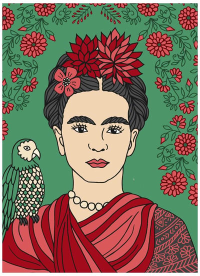 HappyBook - Frida Kahlo - A4 - Notitieboek - Groen - Softcover - Elastiek - Dagboek - Werk - Studie - School - Cadeau - Journaling - Schrijven - Pen - Papier - Schrift - Softcover - Schrijfboek - Journal - Diary - Relatiegeschenk - Zakelijk - Notes