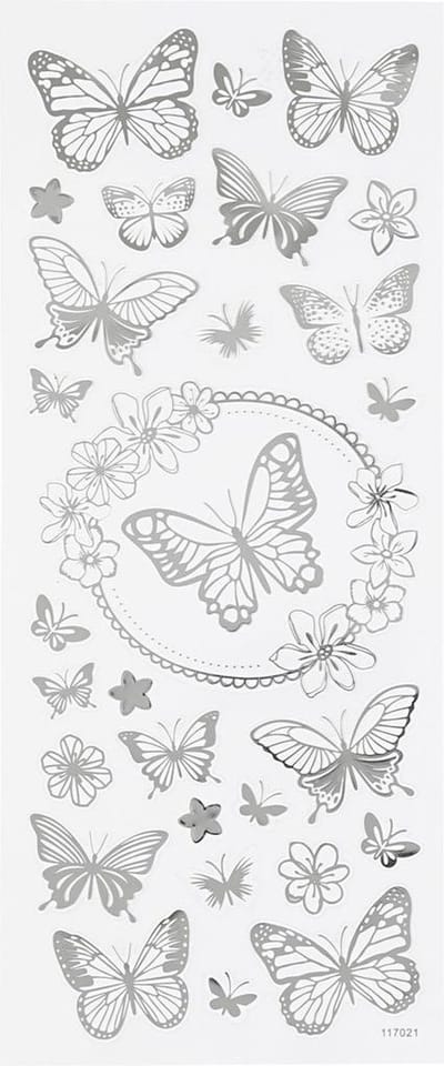 Creotime Stickers Vlinder Zilver 10 X 24 Cm 28-delig