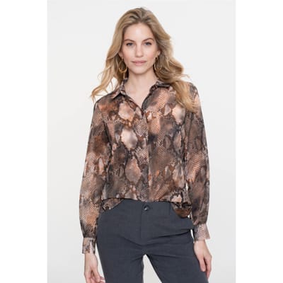 Geisha Blouse Blouse Met Patroon 53634 20 000925 Grey/brown Dames Maat - XS
