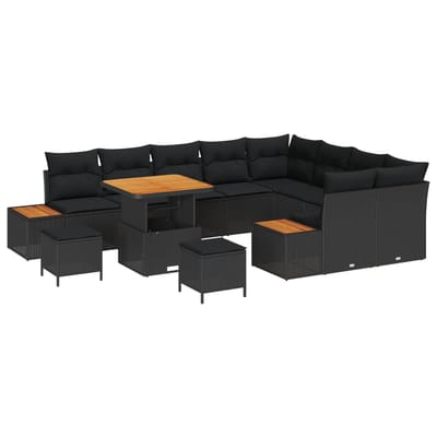 vidaXL - Tuinbank - Set - 12 - st - 11-Aantal - zitplaatsen - Zwart