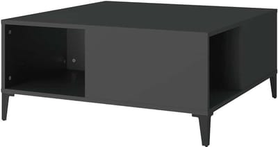 Salontafel Vierkant - Bijzettafel Hoektafel - Woonkamer Meubel - Veel Opbergruimte - 80x80x36.5 cm - Zwart