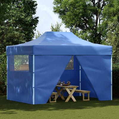 vidaXL - Partytent - met - 4 - zijwanden - inklapbaar - 3x4 - m - staal - blauw