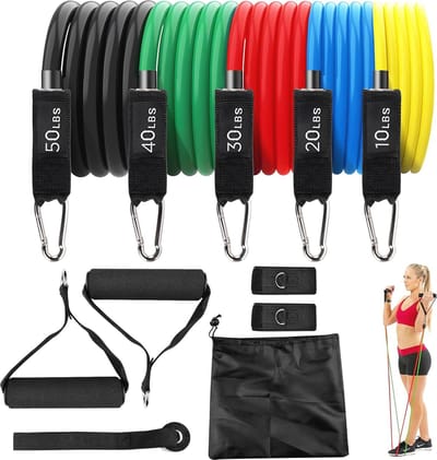 Elastische Fitnessset met 5 Weerstandsbanden voor Pilates, Yoga en Training