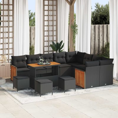 vidaXL - Tuinbank - Set - 13 - st - 13-Aantal - zitplaatsen - Zwart