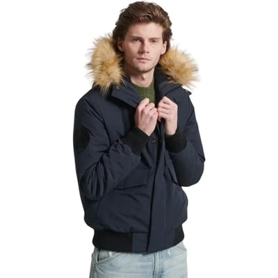 Superdry - Everest pufferbomberjack met capuchon - Heren - Gewatteerde jassen