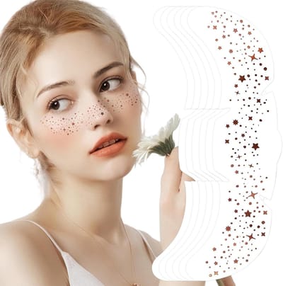 Sparkling Face Art Stickers - 6PCS Rose Gold Stars and Dots Stickers Festival Face Gems for Parties, Halloween Stage Makeup, Night Club