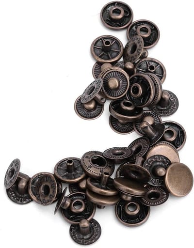 Set van 50 Antieke Ronde Messing Drukknopen voor Leren Ambachten, Jassen, Tassen en Decoratie (10mm)