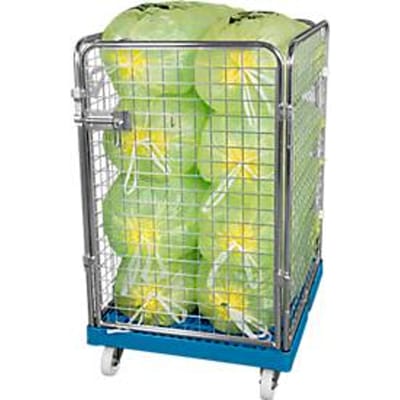 Gaascontainer 4-zijdig, 1020 bruikbare hoogte op kunststof rolcontainer, lichtgrijs RAL5012