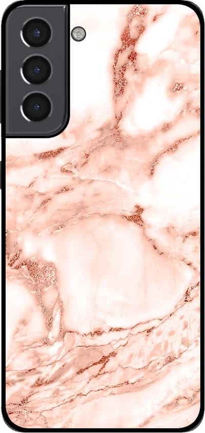 Smartphonica Telefoonhoesje voor Samsung Galaxy S21 marmer look - backcover marmer hoesje - Wit Rosé Goud geschikt voor Samsung Galaxy S21