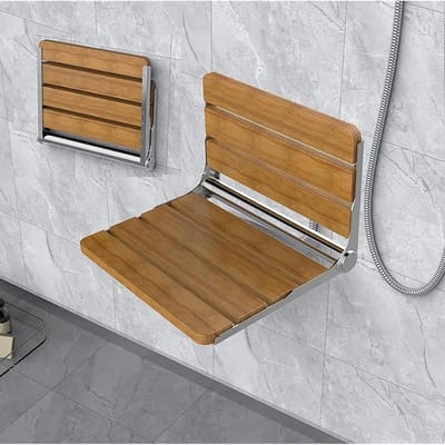 Douchezitje Opvouwbaar - Badkruk Wandmontage - Veilig Douchen - Massief Houten Constructie - Tot 200 kg - Wit