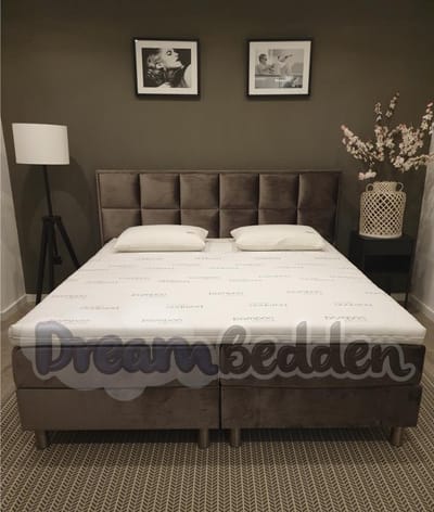 Boxspring 140x190 Toledo Incl. meegestoffeerde pocketvering matrassen en Bamboo Exclusive Koudschuim Topper.