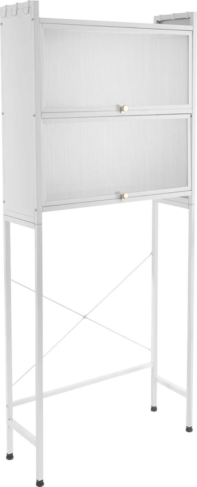 EML STORE Wasmachine meubel - Organisatorplank met 3 Niveaus - Wasmachine kast - In hoogte Verstelbare Poten - Wasdroger kast - Wit