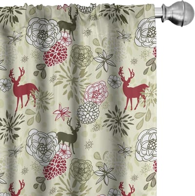 AbakuHaus Winter Gordijnen – 2x75x175 cm – Olijfgroen/Lichtgroen