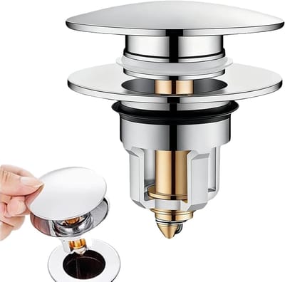 Pop-up Afvoerplug voor Wastafel 34-40 mm met Afvoerzeef - Anti-verstopping voor Badkamer, Keuken en Bidet