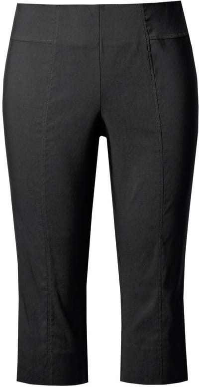Ulla Popken - Dames - Bengaline capri zeer elastisch kreukvrij - Zwart - Maat 46