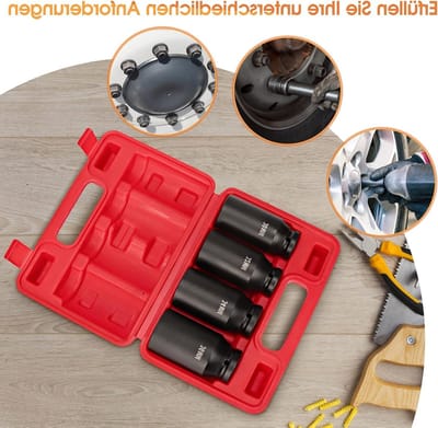 Complete 4-delige Set van Slagmoersleutels en Torx Sleutels voor Onderhoud en Reparatie, Geschikt voor 1/2 inch Aansluiting, Inclusief 30/32/34/36mm Maten