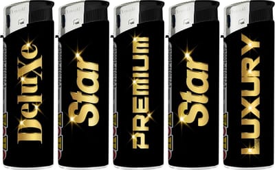 Elektronische aansteker hervulbaar - Design Black Star - Display 50 stuks - wegwerpaansteker - electronic lighter - klik aanstekers