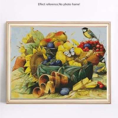 Diamantborduurwerk Volledige Weergave Fruit Diamantmozaïek Uitverkoop Plant Diamantschilderij Rond 20X30 black