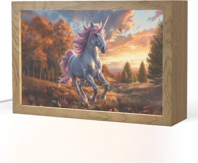 Nachtlampje 30x20 cm - Kinder lampje - Eenhoorn - Sprookjes dier - Natuur - Meisjes - Tafellamp kinderkamer - Slaapkamer lamp - Bedlamp kinderen - Kinderlampje stopcontact - Wandlamp babykamer - Nachtlampjes