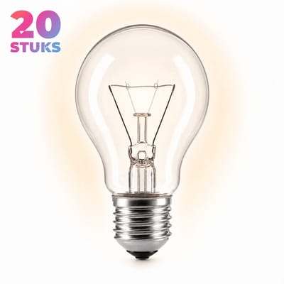 20x Peertje Gloeilamp E27 - 100W - Warm Wit Licht (2700K) - 1100 lm - 1 jaar - Dimbaar
