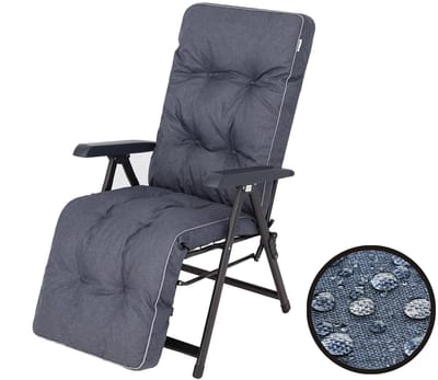 Hobbygarden Tuinkussen Ilona Blauwgrijs voor hoge rug tuinstoelen - Waterafstotend - UV bestendig