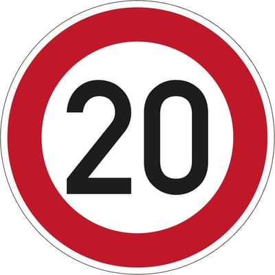 Verkeersbord Maximumsnelheid 20 km/u | Ø 420 mm, Aluminium, RAL-keurmerk