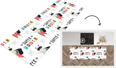Keukenloper - Loper keuken - Jongens - Patroon - Superheld - 150x50 cm - Keukenloper vinyl
