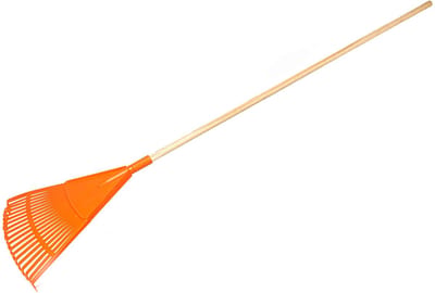 KOTARBAU® Bladhark, Tuinhark van Kunststof, 20 Tanden, Oranje- met Houten Steel, Gazonhark, Waaierbezem, Lichtgewicht Hark, Stevige Hark,