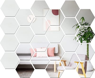 24Pcs Hexagon Mirror Tile Wand Stickers - Spiegel Wand Stickers - Decoratie voor Woonkamer Slaapkamer TV Muur Aisle Muur