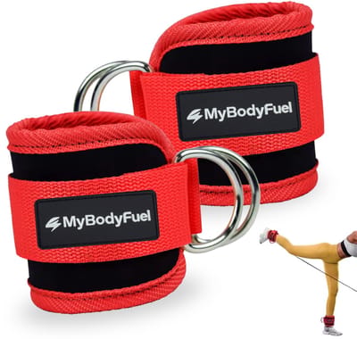 MyBodyFuel - Enkelband Fitness - Ankle Strap Fitness - Ankle Cuff Strap - 2 Stuks - Rood