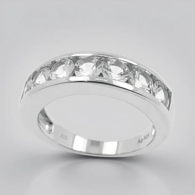 Cavill - Zilveren ring met 7 Mexicaanse Danburiet kristallen - 925 Sterling Zilver - 1 512 ct ronde briljant damesring - Elegant breed model