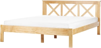 TANNAY - Tweepersoonsbed - Lichtbruin - 160 x 200 cm - Dennenhout