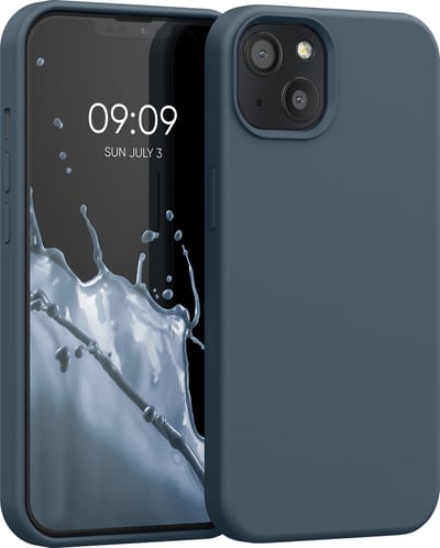 kwmobile telefoonhoesje geschikt voor Apple iPhone 13 - Hoesje met siliconen coating - Smartphone case in leisteen