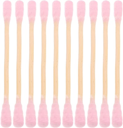 Katoenen Swabs - Dubbelzijdig - Make-up Aanbrengen - Houten Handvat - 1000 Stuks - Roze