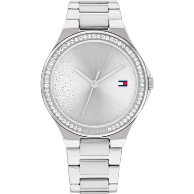 Tommy Hilfiger TH1782641 Juliette Dames Horloge - Mineraalglas - Staal - Zilverkleurig - 36 mm breed - Quartz - Vouw/Vlindersluiting - 3 ATM (spatwater)