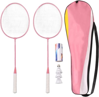 Lichte Badmintonracket Set voor Kinderen en Beginners, Inclusief Opbergemmer en Sporttas voor Buitenactiviteiten