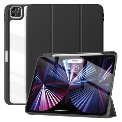 Solidenz Hoes - Geschikt voor iPad Air 11 inch (M4 / M3 / M2) en iPad Air 10.9 inch (Air 5 / Air 4) - Case Met Autowake - Hoesje Met Pencil Houder - Zwart