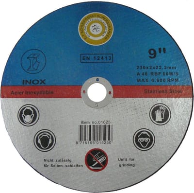 12 x Slijpschijf Metaal 230 x 2 mm INOX