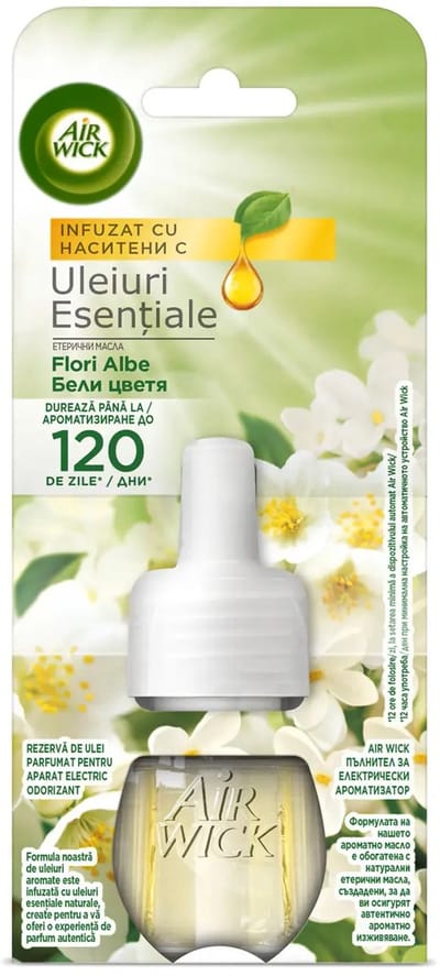 Air Wick - Luchtverfrisser Navulling - Essentiële Oliën - Freesia & Jasmijn - Elektrische Geurverspreider - 19 ml