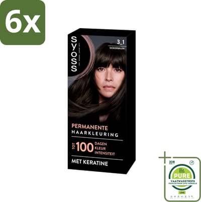 SYOSS - Permanent Coloration 3-1 - Haarverf - Permanente Haarkleuring - Donkerbruin - Grijsdekking - Voordeelverpakking - 6 stuks - Permanente haarkleur - Donkerbruin haar