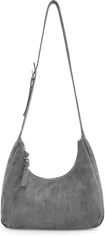 FREDsBRUDER Leren schoudertas Velvet Wild Midi Hobo Dark Grey Taupe