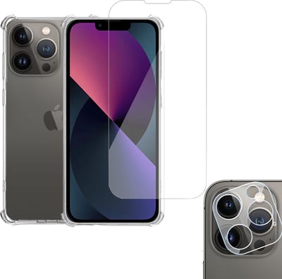 Geschikt voor iPhone 14 Hoesje + Screenprotector + Camera Beschermglas – Gehard Glas Screen Cover Protector