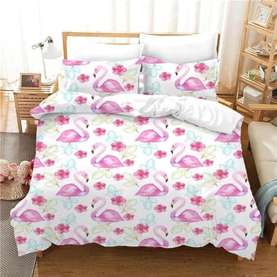 Eenpersoons Maat 140x210cm Dekbedovertrek Set Tropisch Regenwoud Planten/Flamingo Bananenblad / cactussen 135x200 Roze Beddengoed Set Kind Koningin EU single(135x200cm) pink