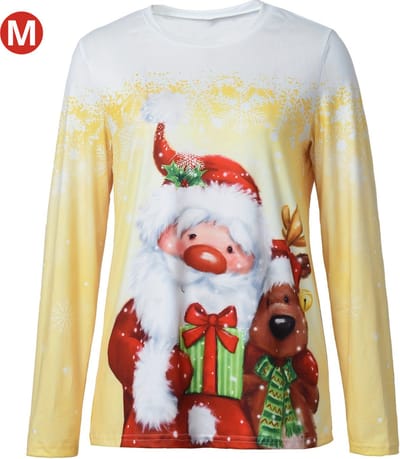 Bovista Kersttrui - Dames - Foute Kersttrui - Christmas Sweater - Kerst Sweater - Christmas Jumper - Pyjama - Geel - Maat M