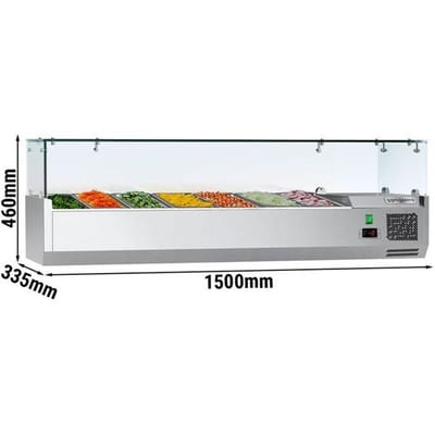 GGM Gastro Kühlaufsatzvitrine ECO - 1500x335mm - 7x GN 1/4 Zilver