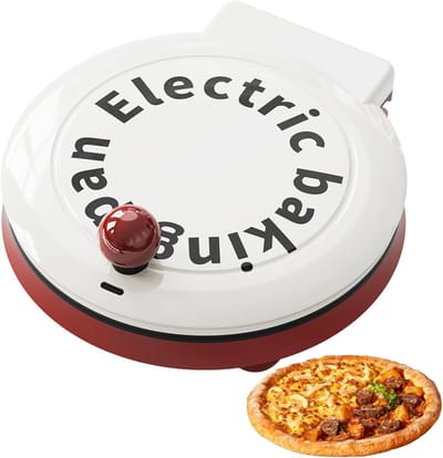 Elektrische Pizza Maker - Bakplaat Oven - Snelle Maaltijden - Dubbelzijdige Verwarming - 23cm Diameter - Rood
