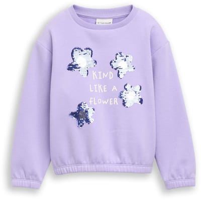 Tom Tailor - Cropped sweatshirt met omkeerbare pailletten - Maat 92/98 - sweet purple
