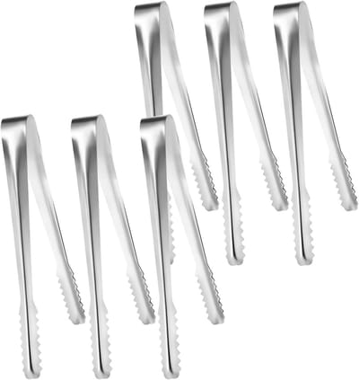 Set van 6 Mini Keukentangen van RVS - Suiker-, IJs- en Serveer Tangen voor Feesten en Bruiloften