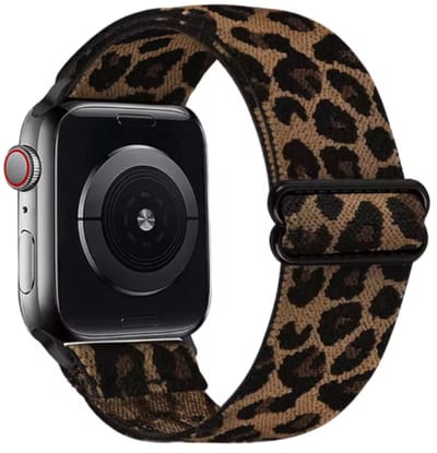MY PROTECT - Nylon Panter Bandje - Geschikt Voor Apple Watch Bandje - Series 1/2/3/4/5/6/7/8/9/10/11/SE/Ultra - 44mm - 45mm - 46mm - 49mm - Nylon Band - Panter Bruin