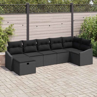 vidaXL - Bankstel - 7 - st - poly - rattan